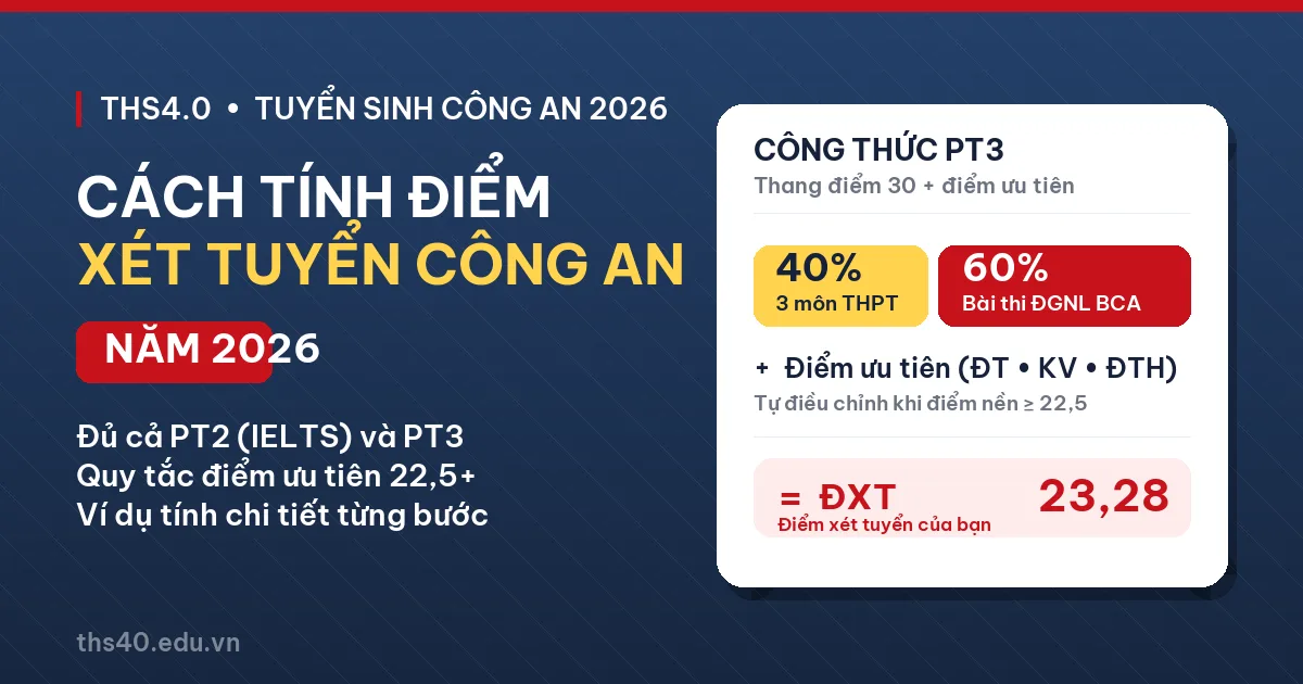 Cách tính điểm xét tuyển Công an năm 2026 mới nhất